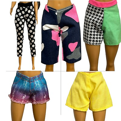 #ad Lot Of 5 Barbie And Fashion Doll Shorts Colorful Fits Slim Fashionista Best NICE $7.01
