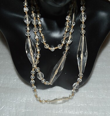 #ad Clear Glass Crystal Bead Necklace #jewelry #fashion #necklace $7.04