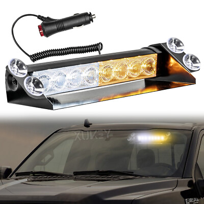 #ad LED Car Strobe Light Emergency Flash Windshield Warning Lamps12V Amber White $16.59