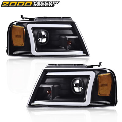 #ad Fit For 2004 2008 Ford F 150 Lincoln Mark LT LED DRL Projector Black Headlights $125.80