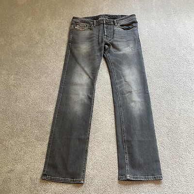#ad Diesel Safado Straight Jeans Mens 34x32 Gray Denim Stretch Distressed Button Fly $49.99