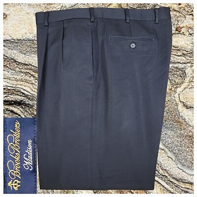 #ad 39 x 29 Brooks Brothers Madison Pleated Cuffed Black Dress Pants Slacks Trousers $49.95