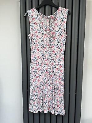 #ad Bnwot New Marks amp; Special tie neck detail white floral summer dress size 8 reg GBP 13.99