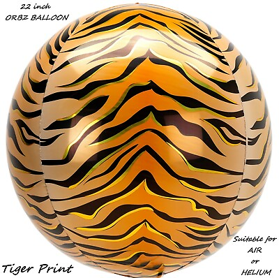 #ad Animal Print Orbz Balloon 22quot; Sphere Tiger Print Orb Foil 4D Globe Balloon GBP 3.49