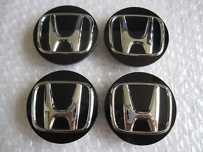 #ad Honda Genuine OEM Honda 69mm BLACK Hub wheel center caps Set of 4 $16.90