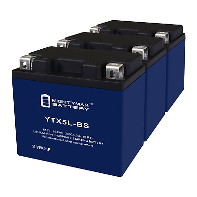 #ad Mighty Max YTX5L BS Lithium Battery Replaces Polaris 90CC Outlaw 03 14 3 Pack $144.99