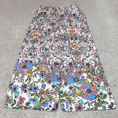 #ad Anthropologie Pants Women’s Multicolored Floral Elastic Waist Size Large $24.99