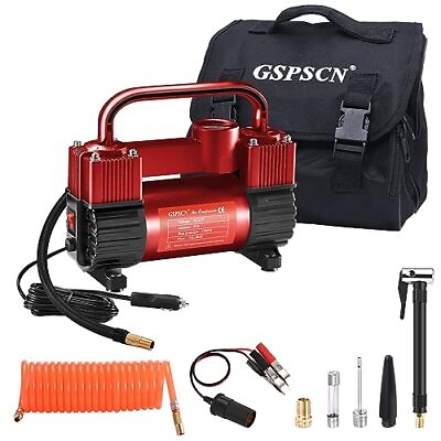 #ad Tire Inflator Heavy Duty Double Cylinders Portable Metal Air Compressor $87.10