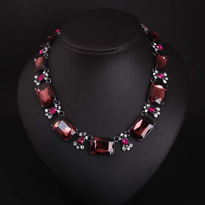 #ad Crystal Gem Glass Necklace Pendant Bib Choker Statement Women Jewelry Accessory $10.44