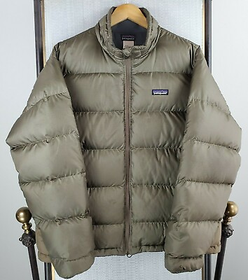 #ad VTG PATAGONIA Size Large 800 Goose Down Mens Gold Puffer Jacket Coat Fitz Roy $374.00