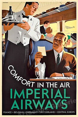 #ad 1930s Imperial Airways Comfort In The Air Vintage Style Travel Poster 20x30 $18.95