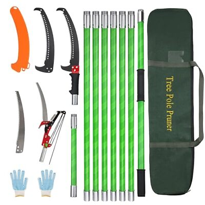 #ad 26Ft Pole Saw for Tree Trimming Manual Branch Pruner with Sharp Scissor Exten... $124.66