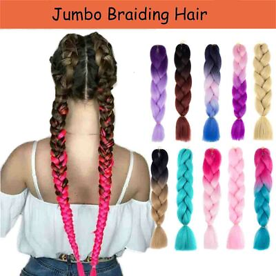 #ad 24#x27;#x27; Colored Jumbo Braiding Hair Extensions High Temperature Kanekalon Synthetic $30.99