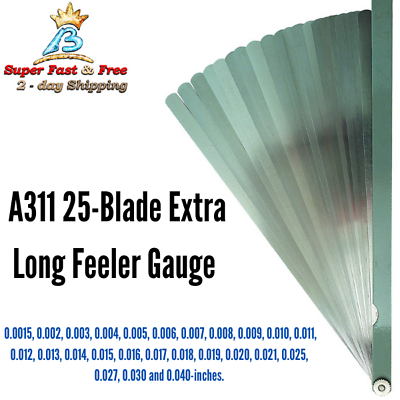 #ad 25 Blade Automotive Removable Extra Long Feeler Gauge For Long Reach Application $43.08