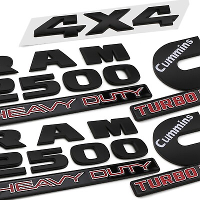 #ad 5PCS Matte Black Emblems Badges For RAM 2500 HEAVY DUTY 4X4 Cummins Turbo Diesel $45.99