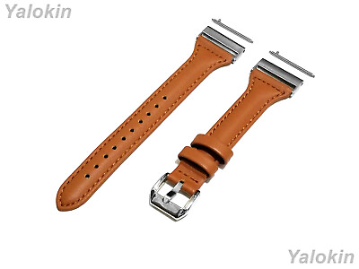 #ad Brown Slim Leather Band Strap for 24mm 25mm Width Watches Quick Release Adapters $21.99