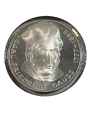 #ad 1977 J Germany 5 Mark Silver Proof Commemorative Carl Friedrich Gauss $22.00