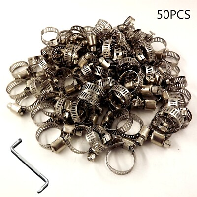 #ad 50PCS Stainless Steel Adjustable Drive Hose Clamps Fuel Line Worm Clips3 8quot; 5 8quot; $15.00
