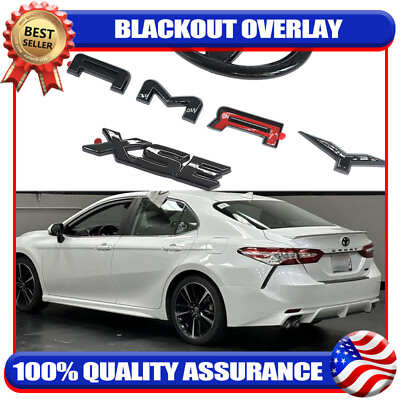 #ad Gloss Blackout Emblem Overlay Kit For CAMRY XSE 2018 2024 Accessories Rear Trunk $34.99