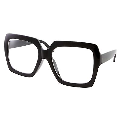 #ad XL Black Thick Square Oversized Clear Lens Glasses Men and Women Costume $13.99