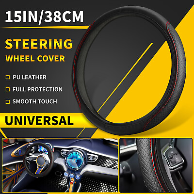 #ad Universal Car Steering Wheel Cover PU Leather Anti slip Accessories 15quot; 37 38cm $8.48