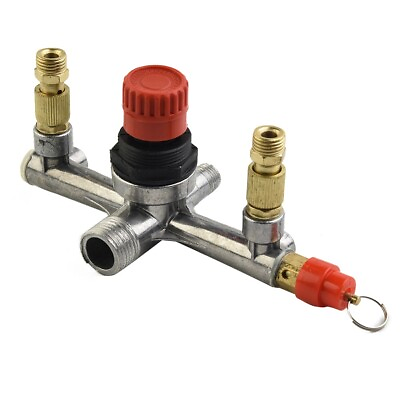 #ad Air Compressor Double Outlet Pipe Pressure Regulator Valve Assembly Accessoeies $14.93