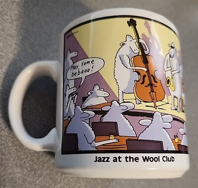 #ad Vintage 1987 The Far Side Coffee Mug Jazz at the Wool Club Cartoon Funnies Cup $24.99