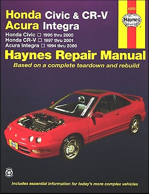 #ad Honda Repair Manual Civic 1996 2000 CR V 1997 2001 Acura Integra 1994 2000 $37.71