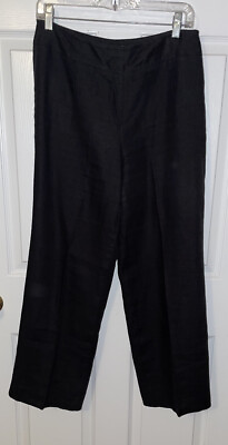 #ad VTG Talbots Sz 10P PETITE 30x28.5 Black Flat Front Irish Linen Lined Pants EUC $12.74