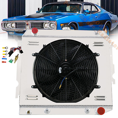 #ad 4 Row Radiator Shroud Fan For 1968 1974 1969 DODGE PLYMOUTH MOPAR SMALL BLOCK $274.98