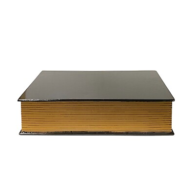 #ad Black Lacquer Golden Side Book Shape Storage Box Accent ws2627 $169.00