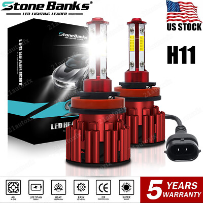 #ad COB H11 H8 H9 LED Headlight Fog Light Bulbs Kit Super White 6500K High Low Beam $13.29