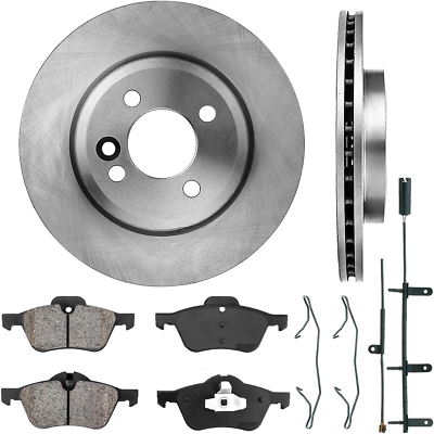 #ad Callahan Front Brake Disc Rotors and Ceramic Brake Pads Sensors Hardware Bra $142.99