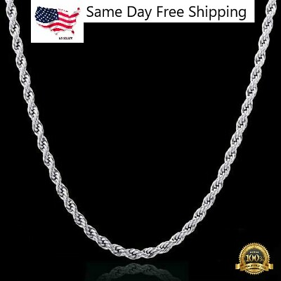 #ad Diamond Cut Rope Chain Necklace Silver Plated 16 30 inches $3.99