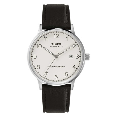 #ad Timex Men#x27;s TWH6Z2810ZV Waterbury Automatic SS Watch w Black Leather Band $150.00