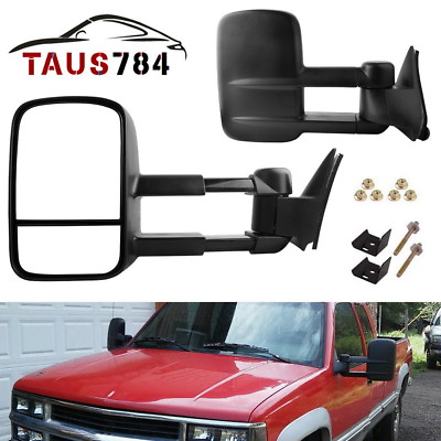 #ad Pair Manual Tow Mirrors for 88 98 Chevy GMC C K 1500 2500 3500 Pickup Trailer $60.89