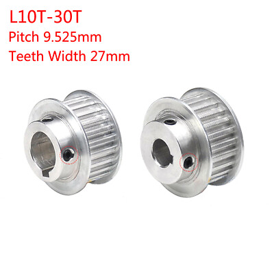 #ad L 10T 30T Timing Belt Pulleys Pitch 9.525mm With Step Keyway Teeth Width 27mm $9.89