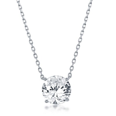 #ad Sterling Silver 8MM Crystal quot;Aprilquot; Austrian Element Necklace $29.00