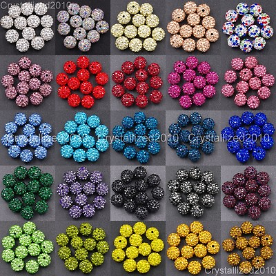 #ad 20Pcs Premium Czech Crystal Rhinestones Pave Clay Round Disco Ball Spacer Beads $4.92