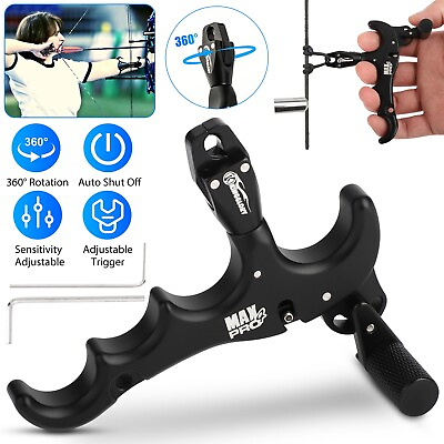 #ad Archery 4 Finger Compound Bow Release Adjustable Can Rotate 360° Thumb Release $17.98
