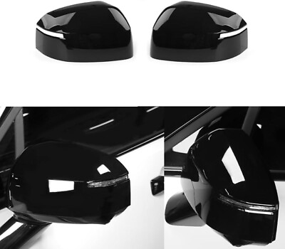 #ad Gloss Black Side Door Rearview Mirror Cover Trim Caps For Hyundai Santa Fe 2024 $69.34