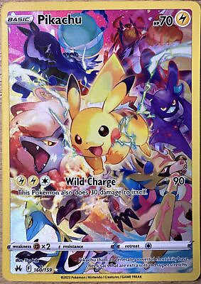 #ad Pokémon TCG Pikachu Crown Zenith 160 159 Holo Secret Rare $7.99