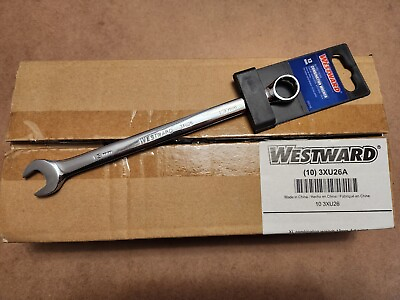 #ad BOX of 10 WESTWARD Combination Wrench Alloy Steel Chrome 13mm Head Size 3XU26A $68.58