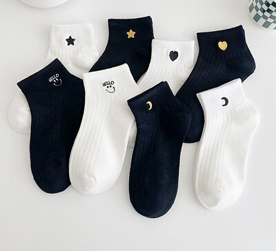 #ad Girl Socks Glitter White Black Soft Cotton Short Ankle Fashion Casual Low Tube $10.56
