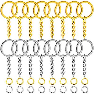 #ad 200PCS Flat Key Chain Rings Kit 50PCS Silver and 50PCS Gold Flat Key Rings with $16.50