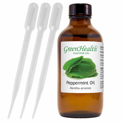 #ad Peppermint Essential Oil 4 oz Pure Natural with 3 Free Droppers $9.99