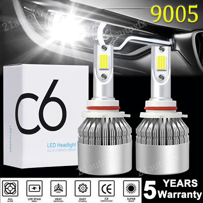 #ad 2x 6000K White 9005 HB3 LED Headlight Bulbs Kit High Beam or Fog Lights 390000LM $13.99