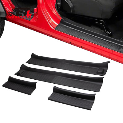 #ad #ad Door Sill Guards Kit Black Rubber Door Entry Guards For 18 23 Jeep Wrangler JL $26.39
