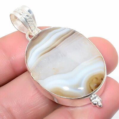 #ad Banded Lace Agate Gemstone Handmade Silver Fashion Jewelry Pendant 2.0quot; SP6180 $6.99