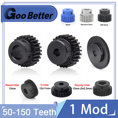 #ad Spur Gear 1 Modulus 50 to 150 Teeth Transmission Gears Pitch 3.14mm Motor Gear $11.51